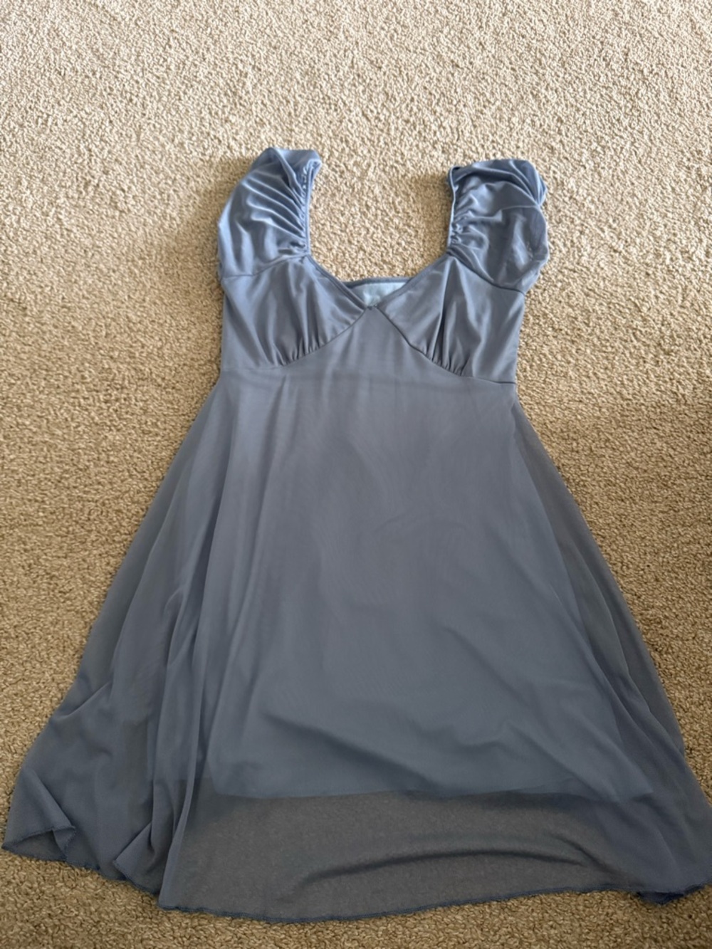 Dusty Blue Chiffon Fit-and-Flare Dress